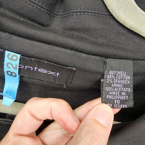 Context Women's Size 16 Black Short‎ Sleeve Big Buttons Collared Blazer Jacket - Picture 2 of 10